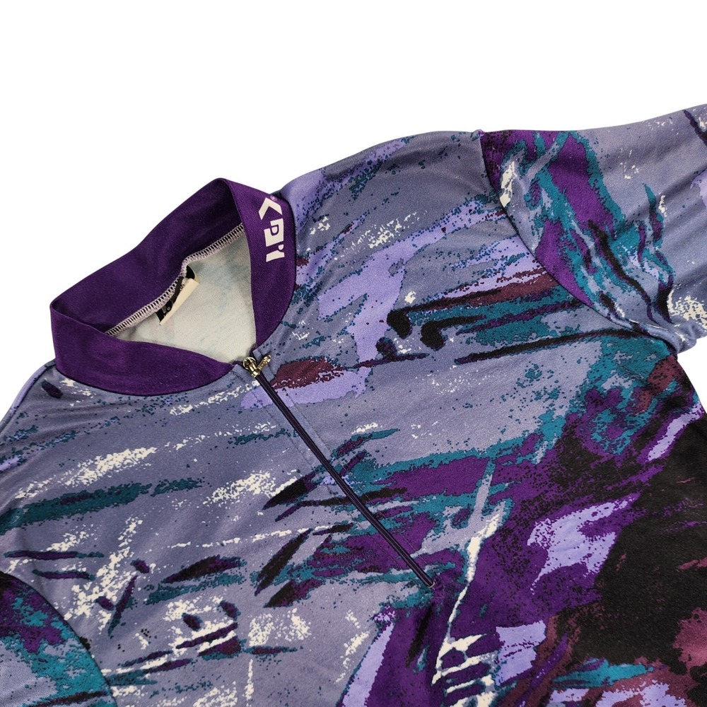 Louis Garneau Cycling Jersey Men Medium Purple Abstract 90s Retro Polyester